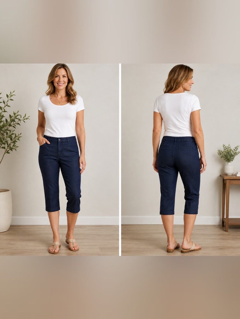 St. John's Bay Dark Blue Cropped Denim Capri Jeans Size 12 NWT